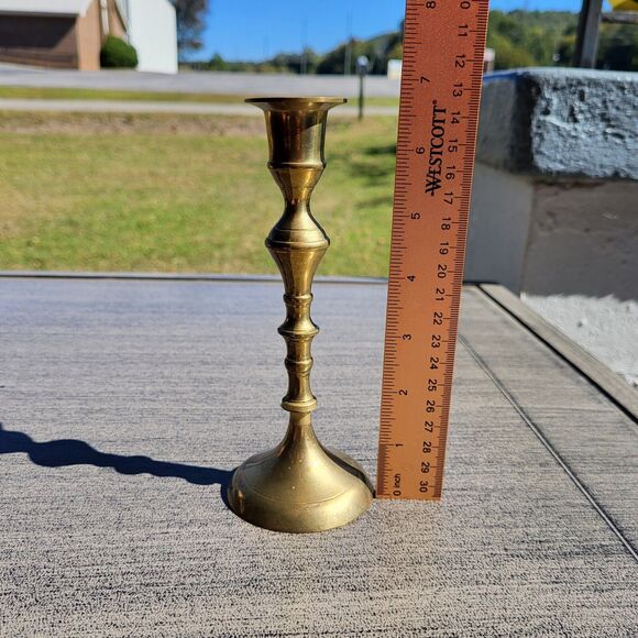 Vintage Brass Candlestick MCM - 7 Inches - Made In India - Picture 4 of 9